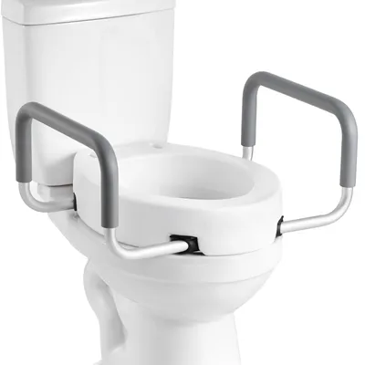 Produktbild von VEVOR Toilettensitzerhöhung Toilettenerhöhung (158 kg Tragkraft) 127 mm Hubhöhe, erhöhter Toilettensitz mit vergrößerter Öffnung für ältere Menschen Senioren, längliche & runde Schüsseln