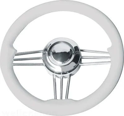 Produktbild von Steuerrad / Bootslenkrad 3 Speichen Ø 350 mm, Edelstahl Kunststoff Weiß, Lenkrad für Boote