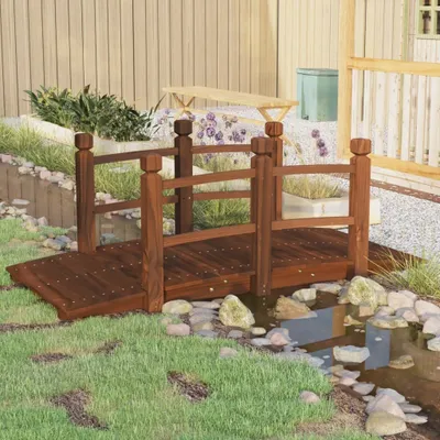 Produktbild von vidaXL Záhradný mostík so zábradlím 150x67x56 cm Masívne smrekové drevo