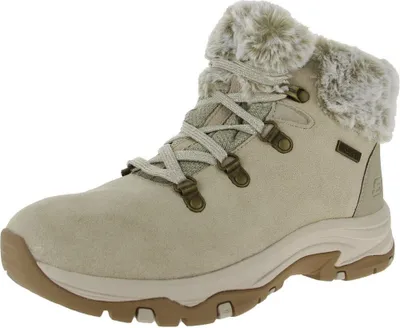 Productafbeelding van Skechers dames enkelschoen met veters, beige, met pluisrand, maat 36