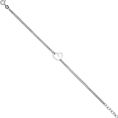 Produktbild von Armband aus 925 Silber mit Herz 19cm 2-reihig Armkette Armschmuck für Damen
