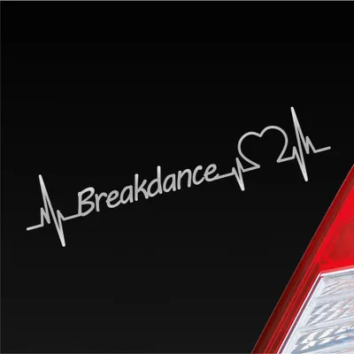 Produktbild von Auto Aufkleber Breakdance Herzschlag Tanzen Musik Rhythmus Sport Liebe 19x19 cm Silber Sticker Heckscheibenaufkleber