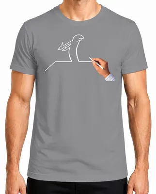 Imagen del producto de Camiseta para hombre, color gris, con el diseño "La Línea Osvaldo Cavandoli Balum Strichmännchen", talla M
