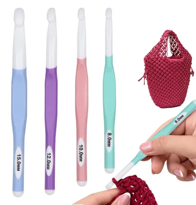 Productafbeelding van Haaknaalden set - Met ergonomische rubberen handgrepen - 4-delig - 8 mm, 10 mm, 12 mm, 15 mm