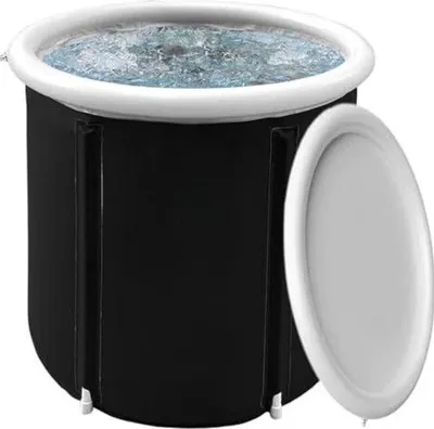 Produktbild von Aufblasbares Eisbad 75x75 cm PVC mit 3-Schicht-Isolierung, Schutzdeckel und Nackenstütze