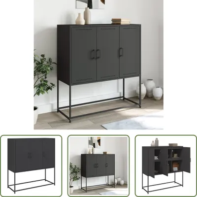 Produktbild von The Living Store Highboard Schwarz 100,5x39x107 cm Stahl
