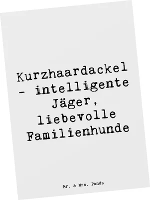 Produktbild von Mr. & Mrs. Panda Ansichtskarte Spruch Kurzhaardackel Liebe - Weiß - Geschenk, Hunderasse, liebevolle Begleiter, Durchsetzungskraft, Hunderassen, Kunstkarten, treue