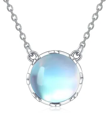 Produktbild von TRISHULA Mondstein Kette 925 Sterling Silber Schmetterling Halskette Runder Anhä