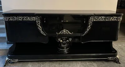 Produktbild von Casa Padrino Luxus Barock Sideboard Schwarz / Silber 230 cm - Barock Möbel