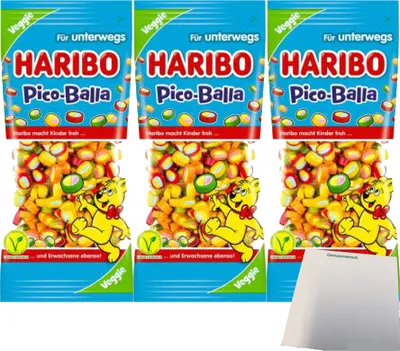 Produktbild von Haribo Pico-Balla Veggie 3er Pack (3x65g) + usy Block
