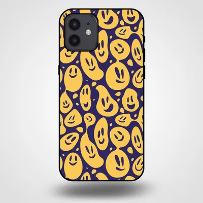 Produktbild von Smartphonica Handyhülle für iPhone 12/12 Pro mit Smiley-Druck - TPU-Rückseite Fall Emoji-Design - lila gelb