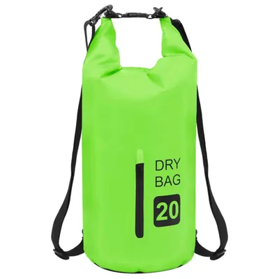 Image de vidaXL Sac étanche avec fermeture éclair, vert, 20 litres, en PVC