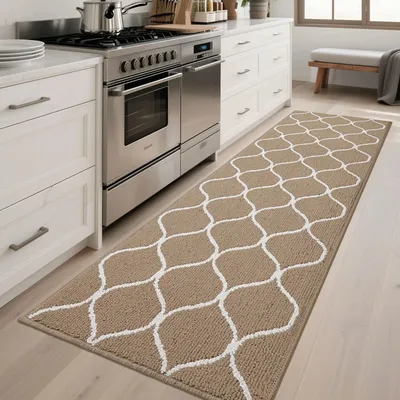 Image de Tapis de cuisine antidérapant, 60 x 180 cm, résistant aux salissures et lavable en machine