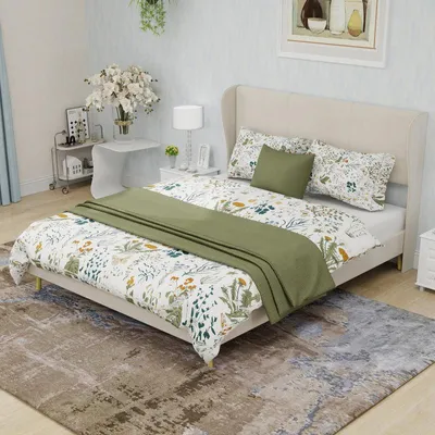 Obrázok produktu pre Rám postele – Čalúnený rám – Jednolôžková posteľ – Vintage štýl – 140x200 cm – S kovovým rámom