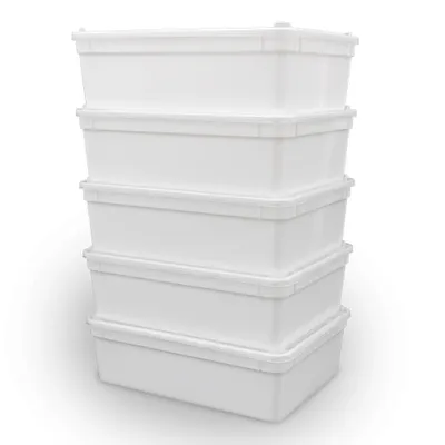 Produktbild von 5x Aufbewahrungsbox mit Deckel 3,0 Liter weiß 24,5 x 18,5 x 7,5 cm – stapelbarer Organizer für Küche, Bad, Büro, Haushalt & Vorrat