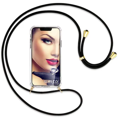 Produktbild von Handykette Backcover-Schutzhülle mit Band (Metall goldfarben) für Huawei Mate 20 X / 20 X 5G (7.2'') - schwarz