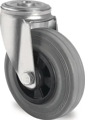 Produktbild von Lenkrolle Rad- 80 mm Tragfhigkeit 70 kg Rckenlochbefestigung Polypropylen Rollenlager Vollgummi grau