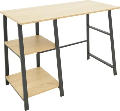 Image de Bureau avec étagères en bois noir naturel  100x48x75 cm