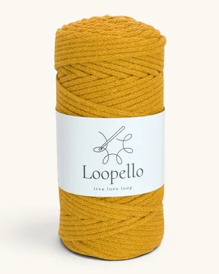 Image de Loopello, cordon en coton classique, 3 mm, 100 mètres – Jaune moutarde