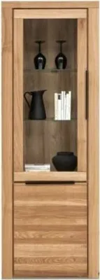 Produktbild von Vitrine Regal Hochschrank Schrank Greta Wildeiche geölt Teilmassiv H.199cm