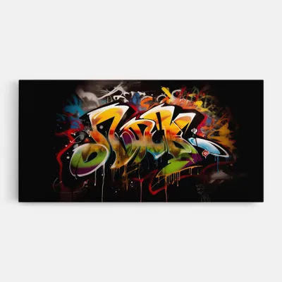 Produktbild von ARTHUB® Leinwandbild 50x100 cm, Graffiti Style Wall | Wohnzimmerdekoration, Hängende Bilder, Wanddekoration, Heimdekoration, Moderne, Graffiti