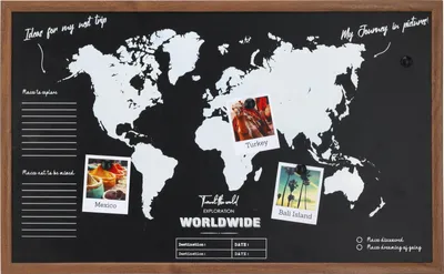 Image de Tableau magnétique World - carte du monde avec aimants, 78 × 48 cm