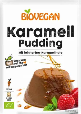 Zdjęcie produktu dla Biovegan BV024001, Pudding, 43 g, Karmel, 1 szt., Niemcy, 358 kcal