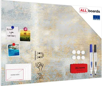 Zdjęcie produktu dla Tablica na magnesy METALboards,  złoty beton 90x60 cm + zestaw akcesoriów GRATIS