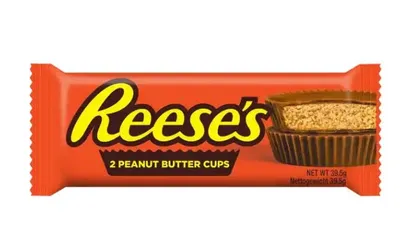 Produktbild von 1x Reese’s 2 Cups Standard Bar – Großer Erdnussbutter-Cup-Riegel (1 × 39 g) – Erdnussbutter im Milchschokoladenüberzug +Heartforcards  Versandschutz