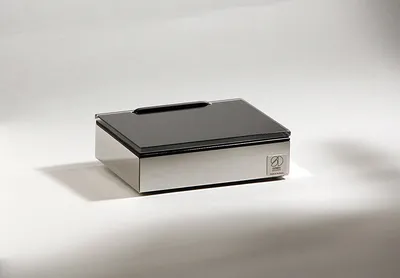 Produktbild von Box für feuchtes Toilettenpapier, Feuchttücherbox, Feuchttücheraufbewahrung aus poliertem Edelstahl mit Glasdeckel (schwarz)