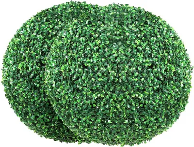 Produktbild von "Buchsbaumkugel - Künstliche Garten Deko - Ø50,8cm - Kunstpflanze aus PE, Holz, PP - inkl. 2 Stk. LED-Leuchten und 10 Stk. Ersatzblätter"