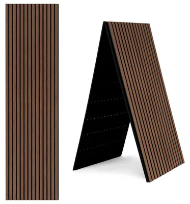 Zdjęcie produktu dla Peviasot, 1 sztuka składanego panelu akustycznego z wykończeniem imitującym drewno, pokrytego filcem, wymiary 240 x 60 cm, kolor orzech