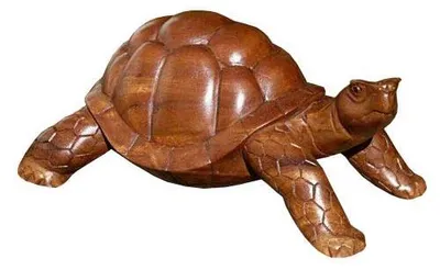 22 cm Holz-Schildkröte, handgeschnitzt, Deko-Figur
