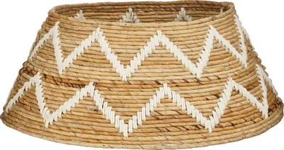 Produktbild von Mica Decorations Weihnachtsbaumrock - H25 x Ø50 cm - Bananenblatt - Braun, Weiß