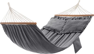 SONGMICS Hängematte, 210 x 150 cm, mit 2 Kissen, bis zu 300 kg belastbar, grau