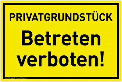 Produktbild von Schild Privatgrundstück | PVC 30 x 20 cm | Betreten verboten | gelb | PVC-Sch...