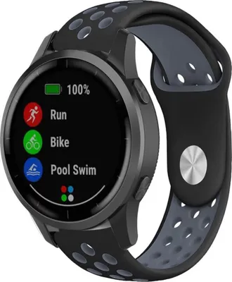 Produktbild von Strap-it Garmin Vivoactive 4 Sportarmband - 45mm - Schwarz / Grau
