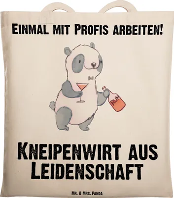 Produktbild von Mr. & Mrs. Panda Einkaufstüte Kneipenwirt Leidenschaft - Transparent - Geschenk, Kneipe, Spruch, Laptoptasche, Tote Bag, Lustig, Tragetasche, umhängebeutel, Bar, Tasche
