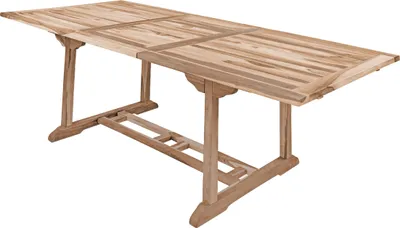 Produktbild von Gartentisch Kuba, Teakholz massiv, Ausziehtisch 180-240 x 100 cm, mit Einlegeplatte, Holztisch für Garten, Wintergarten oder Terrasse, pflegeleichtes Unikat aus Massivholz