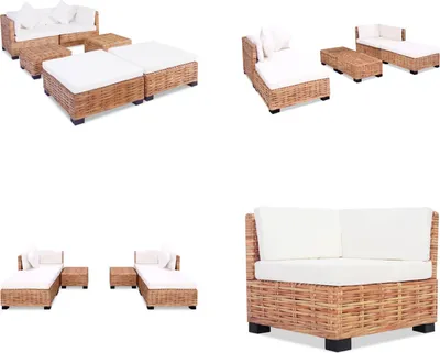 Produktbild von vidaXL Sofagarnitur 16 tlg. Natürliches Rattan - Sofa-Set - Sofa-Sets - Wohnzimmer-Set - Wohnzimmer-Sets