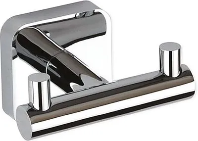 Produktbild von BASI Doppelkleiderhaken Messing Chrom poliert 80x50x60 mm für Bad & Küche >> zum Bohren