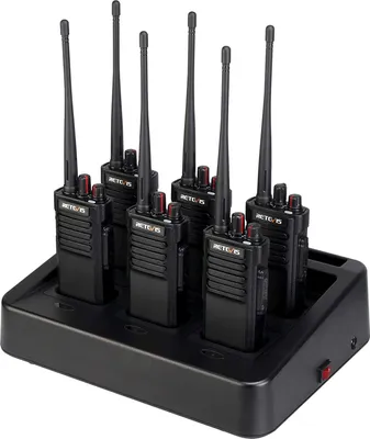 Produktbild von Retevis RT29 Dvoucestné vysílačky, profesionální vysílačka s šesticestnou nabíječkou, velká baterie 3200 mAh, 16 kanálů, TOT Scan Monitor VOX, vysílačka na dlouhé vzdálenosti (balení 6 ks, černá)