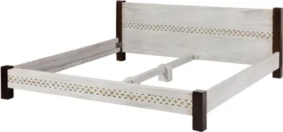 Produktbild von MASSIVMOEBEL24.DE Bett Mango / Akazie 200x200x75 weiß gewachst CASTLE-ANTIK #404