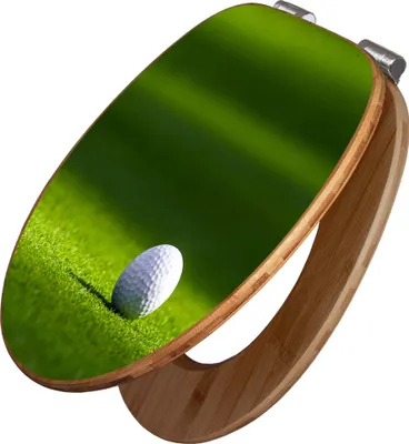 Produktbild von banjado Design WC Sitz Bambus Absenkautomatik -Einsamer Golfball - Toilettendeckel mit Absenkautomatik Holz/hochwertiger Bambus Klodeckel/WC-Sitz für alle gängigen Toiletten [TDB2 10740]