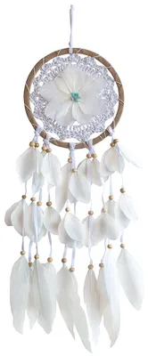 Produktbild von Traumfänger "Lotus Flower" Leder 16cm mit Halbedelsteinen, 16x50cm