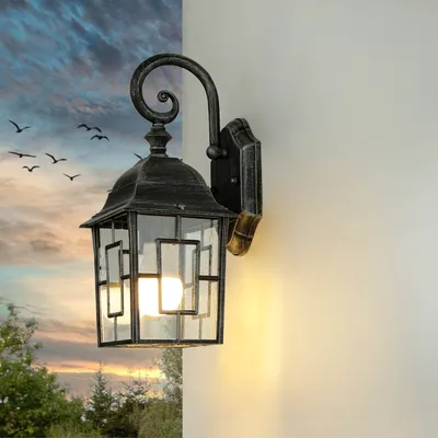 Immagine prodotto di Applique da esterno rustica "Friesen" argento antico alluminio E27 Lampada da parete terrazza balcone giardino