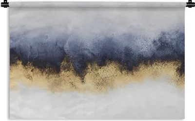Produktbild von MuchoWow® Wandteppich Wandbehang Abstrakt - Gold - Luxus 90x60 cm Tapisserie Dekoration Wandtuch - Wandskulpturen - Bildteppich