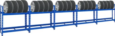Produktbild von Mega Deal | 5x Reifenregal Tiger | HxBxT 100x110x35cm | 150kg Fachlast | bis zu 40 Reifen | mit Ebenen | Blau