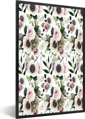 Produktbild von MuchoWow® MuchoWow® Gerahmtes Poster Blumen - Rosen - Anemone 40x60 cm - Poster mit zchwarzem Bilderrahmen - Papierdruck - Wandbilder