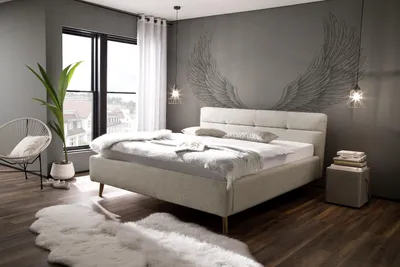 Produktbild von Meise Möbel Stauraumbett Lotte 180x200 cm | Bettkasten & Lattenrost | Webstoff Beige | Holzfuß eichefarbig